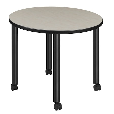 Regency Kee Mobile Tables, 30 W, 30 L, 29 H, Wood, Metal Top, Maple TBMC30RNDPLBK